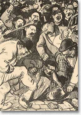 Extrait de "la feuille" n°6 de Zo d'Axa; gravure de Steinlein 1898