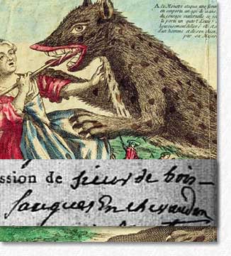 La bête du Gévaudan / acte de décès d'Hilaire Aldon 1801