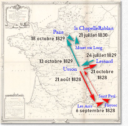 Le parcours de Jean Baptiste Esquy de 1828 à 1830