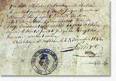 Verso du passeport de Jacques Barnchet 23 décembre 1823, archives de la mairie de la Chapelle Rablais