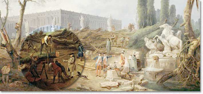 Hubert Robert : le bosquet des bains d'Apollon, château de Versailles, détail
