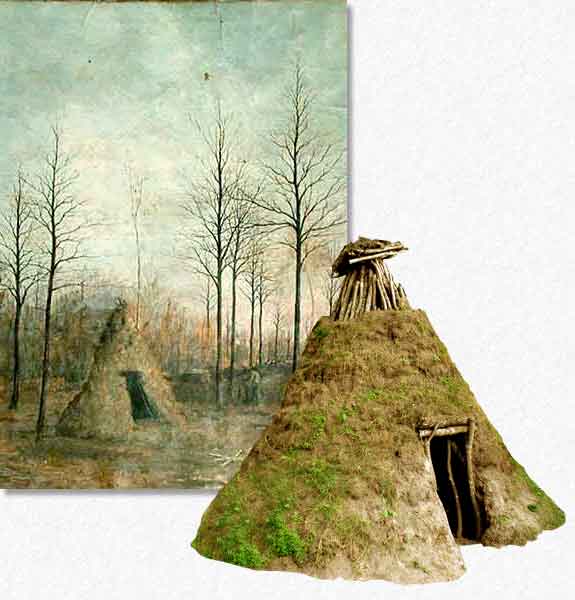Loge dans les bois par Ernest Peulot, reconstituée à Nibelle, en forêt d'Orléans