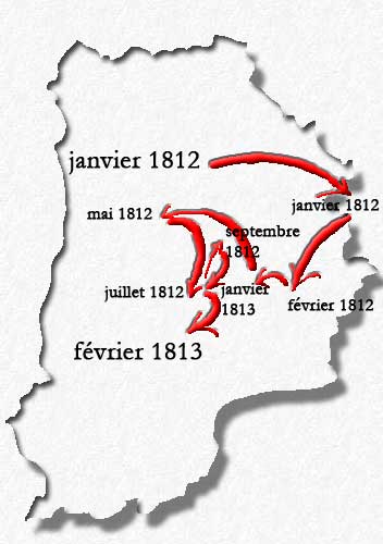 cheminement de Pierre Vicor Laserre 1812/1813