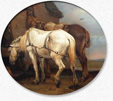 Paulus Potter, deux chevaux de trait ,extrait ,Le Louvre