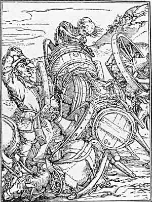 gravure Holbein, mort d'un voiturier